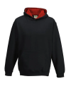 JH003B Kids Varsity Hoodie Jet Black / Fire Red colour image