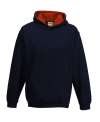 JH003B Kids Varsity Hoodie New French Navy / Fire Red colour image