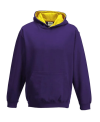 JH003B Kids Varsity Hoodie Purple / Sunshine Yellow colour image