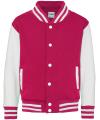 JH043B Kids Baseball Jacket Hot Pink / White colour image