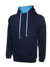 UC507 Contrast Hooded Sweatshirt Navy / Sky colour image