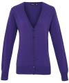 PR697 Ladies Button Knitted Cardigan Purple colour image