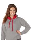 RK25 Ultimate Contrast Hooded Sweatshirt Heather Grey / Red colour image