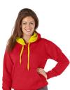RK25 Ultimate Contrast Hooded Sweatshirt Red / Sunflower colour image