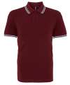 AQ011 Mens Classic Fit Tipped Polo Burgundy / Sky colour image