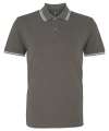 AQ011 Mens Classic Fit Tipped Polo Charcoal / White colour image