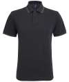 AQ011 Mens Classic Fit Tipped Polo Heather Black / Charcoal colour image