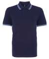 AQ011 Mens Classic Fit Tipped Polo Navy / Cornflower colour image