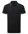 AQ011 Mens Classic Fit Tipped Polo Black / Kelly colour image