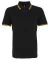 AQ011 Mens Classic Fit Tipped Polo Black / Yellow colour image