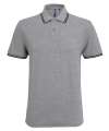 AQ011 Mens Classic Fit Tipped Polo Heather Grey / Black colour image