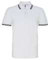 AQ011 Mens Classic Fit Tipped Polo White / Black colour image