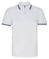 AQ011 Mens Classic Fit Tipped Polo White / Navy colour image