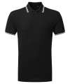 AQ011 Mens Classic Fit Tipped Polo Black / White colour image