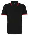 AQ011 Mens Classic Fit Tipped Polo Black / Red colour image