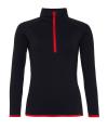 JC036 Girlie Cool ½ Zip Sweat Jet Black / Fire Red colour image