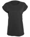 BY021 Women's extended shoulder tee Black colour image