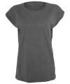 BY021 Women's extended shoulder tee Charcoal colour image