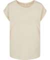 BY021 Women's extended shoulder tee White colour image