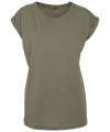 BY021 Women's extended shoulder tee Olive colour image