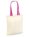 W101C Bag for life contrast handles Tote Natural / Fuchsia colour image
