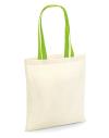 W101C Bag for life contrast handles Tote Natural / Lime colour image