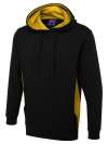 UC517 Two Tone Hooded Sweatshirt Black / Yellow colour image