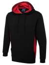 UC517 Two Tone Hooded Sweatshirt Black / Red colour image