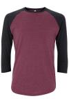 SA22  unisex recycled baseball t-shirt Melange Plum / Black colour image