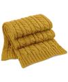 B499 Cable Knit Melange Scarf Mustard colour image