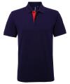 AQ012 Mens Classic Fit Contrast Polo Navy / Red colour image