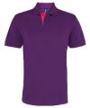 AQ012 Mens Classic Fit Contrast Polo Purple / Pink colour image