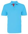 AQ012 Mens Classic Fit Contrast Polo Turquoise / Red colour image