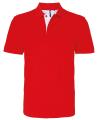 AQ012 Mens Classic Fit Contrast Polo Red / White colour image