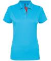 AQ022 FOX Ladies Contrast Polo Turquoise / Red colour image