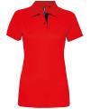 AQ022 FOX Ladies Contrast Polo Red / Navy colour image