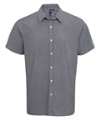 pr221 Microcheck (Gingham) Short Sleeve Cotton Shirt Black / White colour image