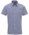 pr221 Microcheck (Gingham) Short Sleeve Cotton Shirt Navy / White colour image