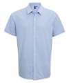 pr221 Microcheck (Gingham) Short Sleeve Cotton Shirt Light Blue / White colour image