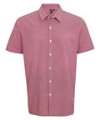pr221 Microcheck (Gingham) Short Sleeve Cotton Shirt Red / White colour image