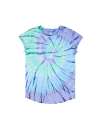 EP16 Women's Rolled Sleeve T Shirt Tie Dye Blue Green colour image