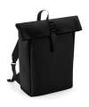 BG335 Matte PU Roll Top Backpack Black colour image