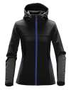 KSH-1W Stormtech Ladies Orbiter Hooded Soft Shell Jacket Black / Azure Blue colour image