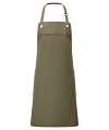 PR121 Premier Barley Contrast Stitch Bib Apron Olive / Chestnut colour image