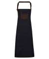 PR136 Premier Division Bib Apron Indigo / Brown Denim colour image