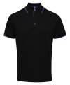 PR618 Premier Contrast Coolchecker® Piqué Polo Shirt Black / Lime Green colour image