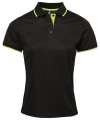 PR619 Premier Ladies Contrast Coolchecker® Piqué Polo Shirt Black / Lime colour image