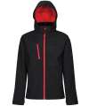 RG635 TRA701 Regatta Venturer Three Layer Hooded Soft Shell Jacket Black / Red colour image