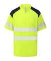 YK018 HVJ230 Yoko Mandarin Collar Zip Piqué Polo Shirt Hi-Vis Yellow colour image
