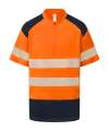 YK018 HVJ230 Yoko Mandarin Collar Zip Piqué Polo Shirt Hi-vis Orange / Navy colour image